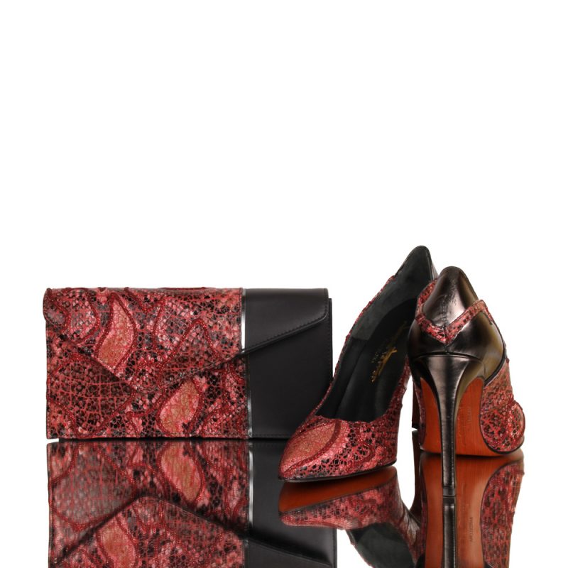14006 canala - luxury red clutch - hand painted genuine leather-exclusive design - joaquim-ferrer-matching shoes